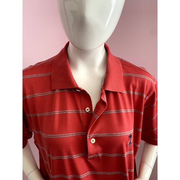 Vintage Fairway & Greene Polo Golf Shirt Mens LARGE Striped Red Cotton - Picture 2 of 15